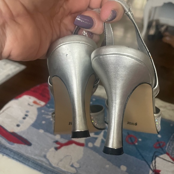 Vintage CWebb Silver blingy sling backs 9.5 - Picture 4 of 8